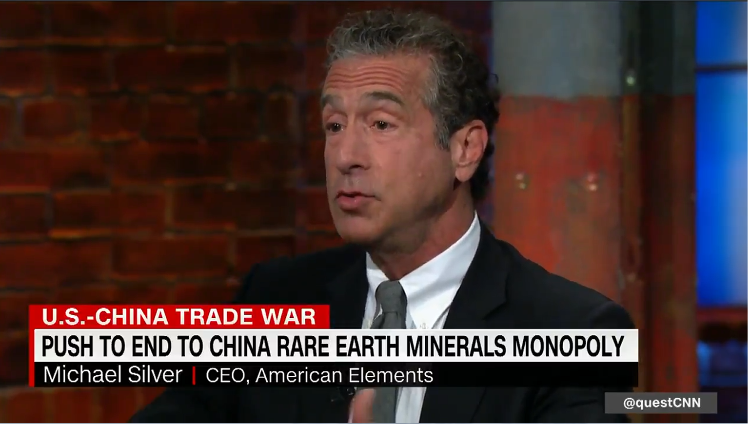 Michael Silver on CNN: White House Should Include Rare Earths in China Trade Deal