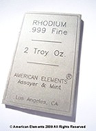 Rhodium Bars, Investment Grade Bullion, 999 Fine